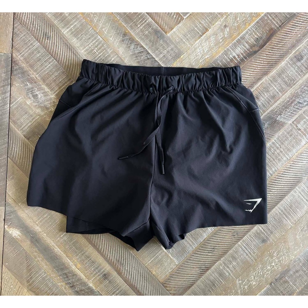 Gymshark Womens 2-in-1 Training Shorts Black Medium GMSH5164 Running Gym